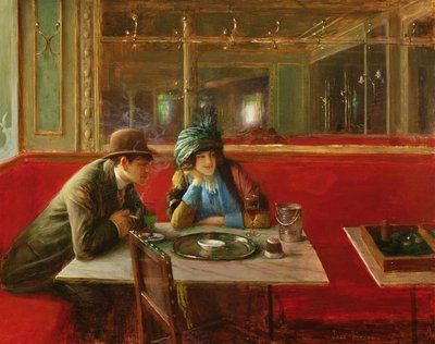 In het café door Jean Beraud